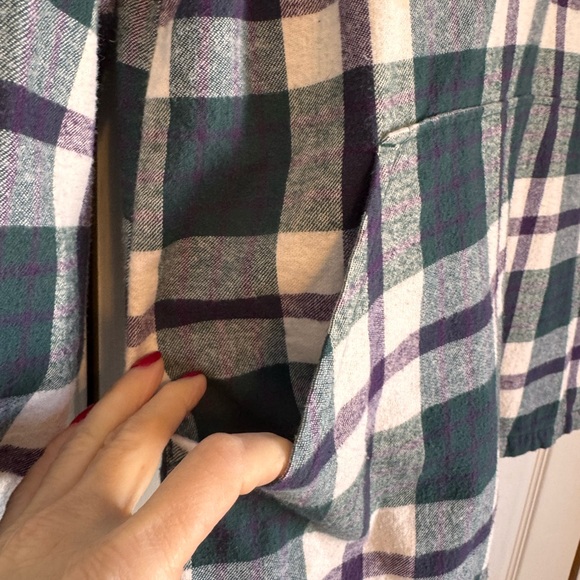L.L. Bean Kids/Small Adult Checkered Hooded Sweatshirt Green Purple White SizeXL - Picture 5 of 10